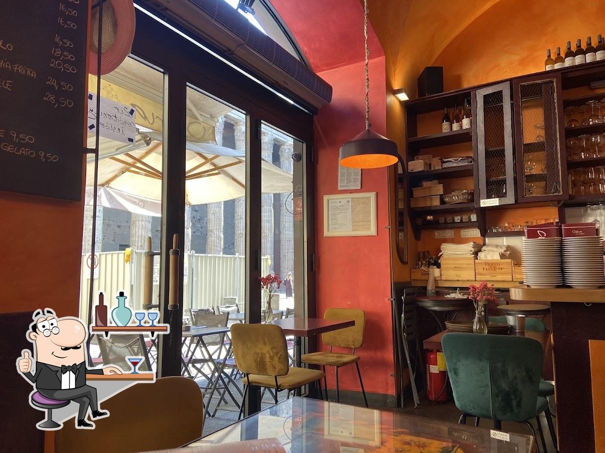 Посмотрите на внутренний интерьер "Osteria dell'Ingegno".