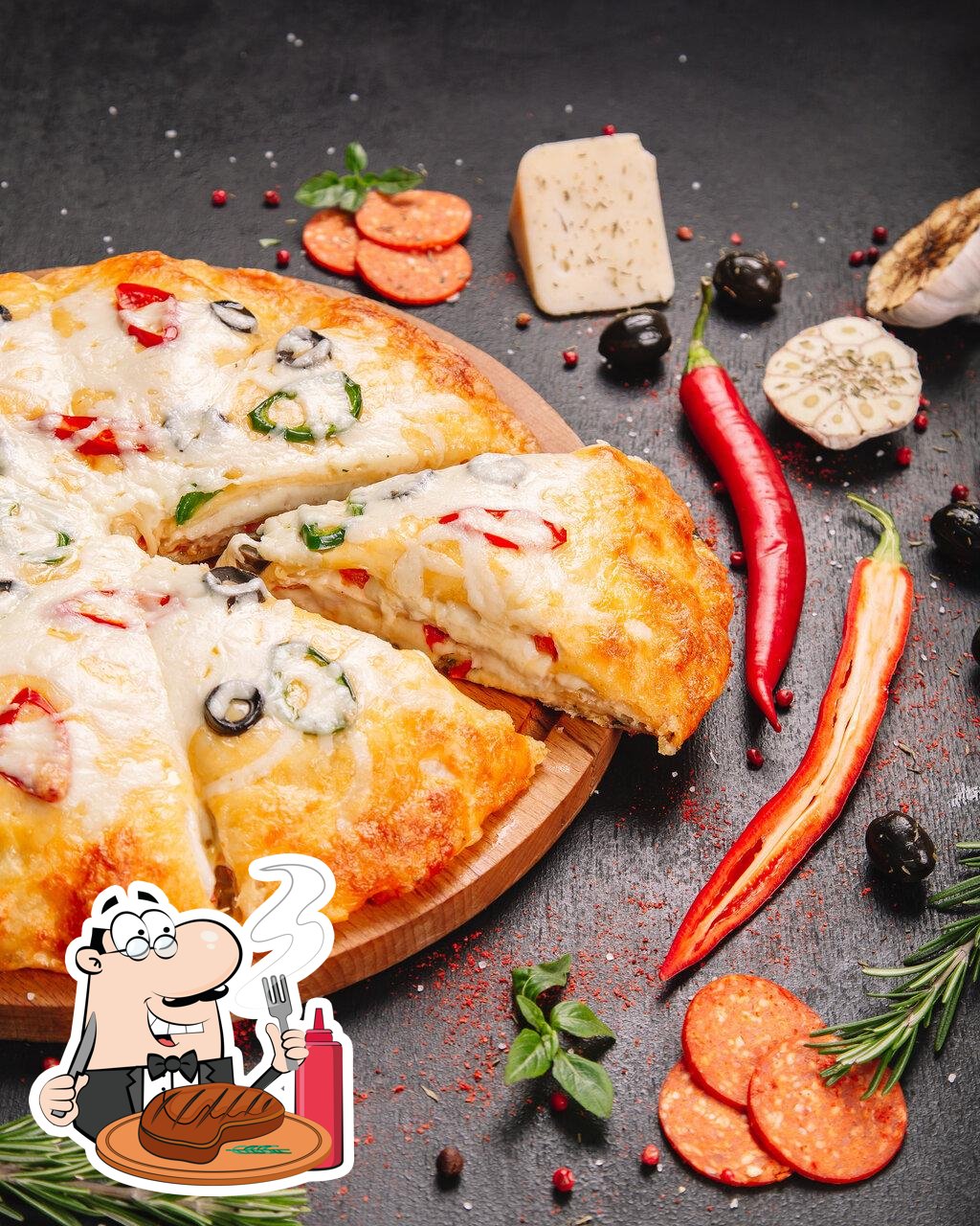 "CrazyBrothers" предлагает мясные блюда.