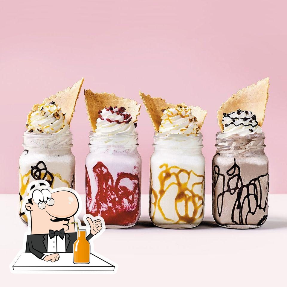 Закажите разнообразные напитки, представленные в "Häagen-Dazs".