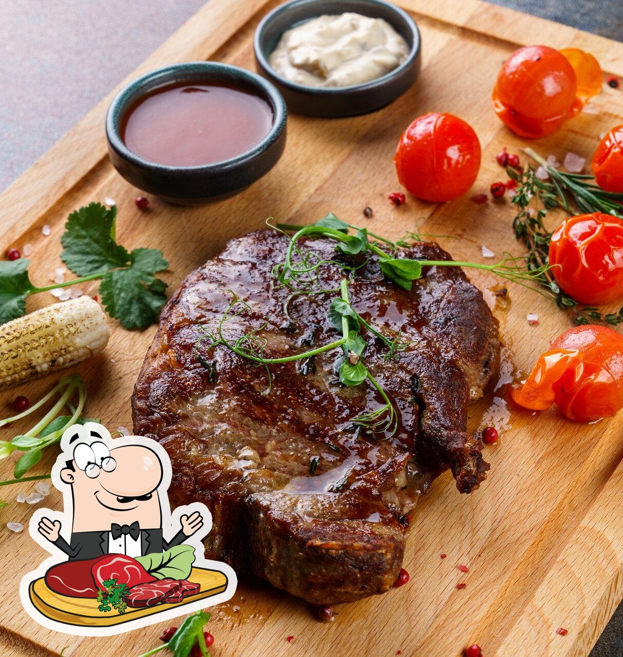 "Мята Platinum" предоставляет мясные блюда.