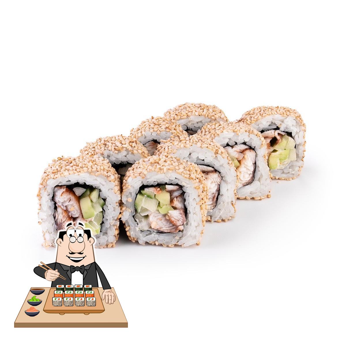 Попробуйте суши в "Sushi Icons, пр-т Олександра Поля, 12".