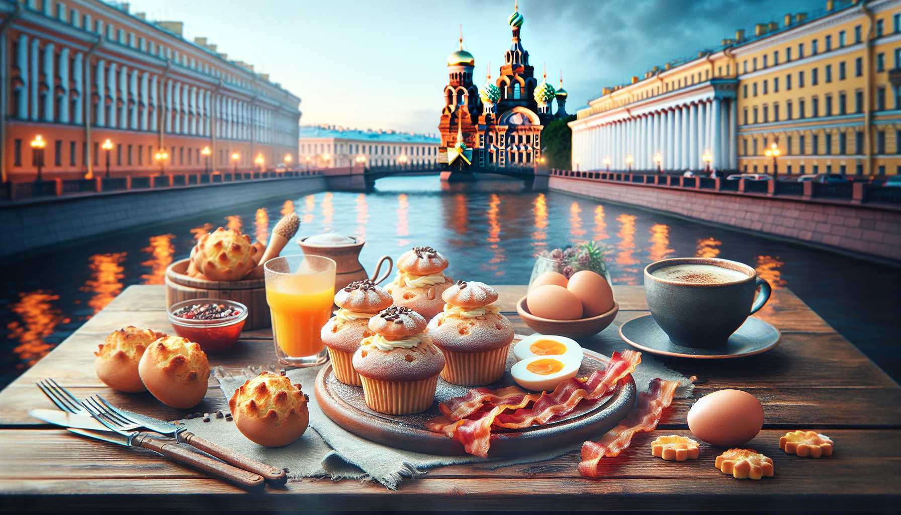 Вкуснейший завтрак: маффины, яйца и бекон