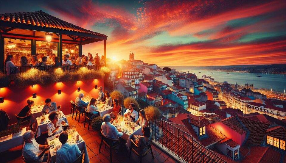 Dine in Almada with Spectacular Sunset Views!>