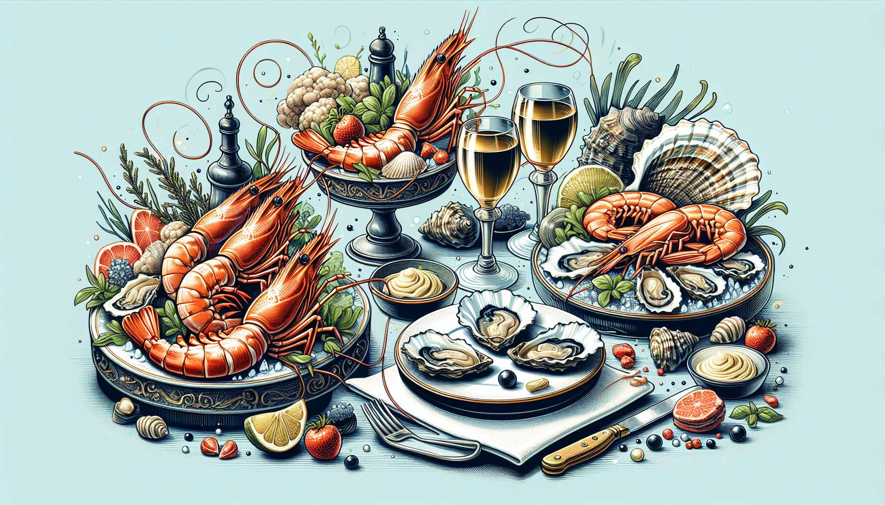 Лучшие рестораны Перми: блюда с креветками и устрицами