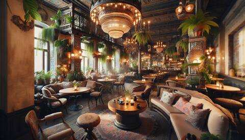 Кафе с красивым интерьером в Санкт-Петербурге