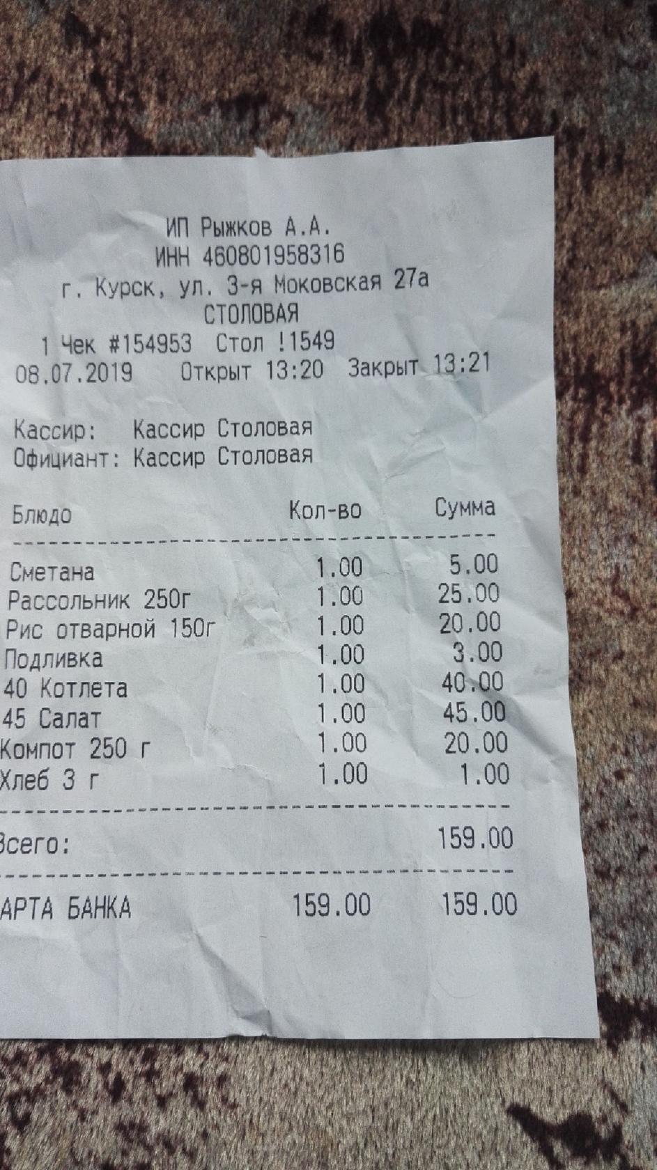 Столовая Домашняя меню
