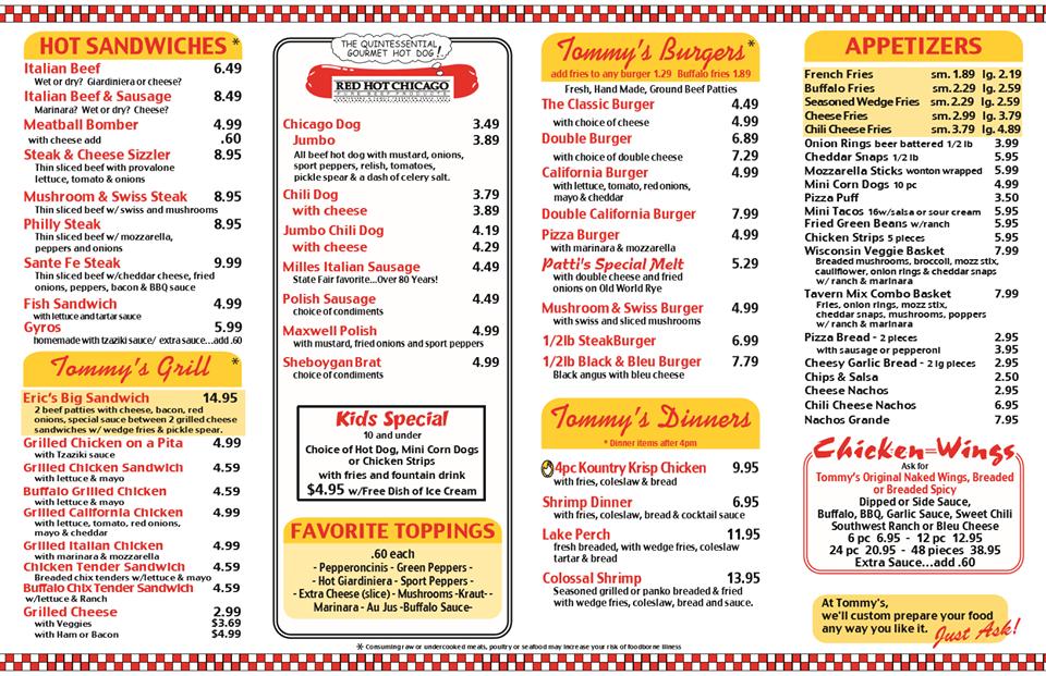 Tommy's меню