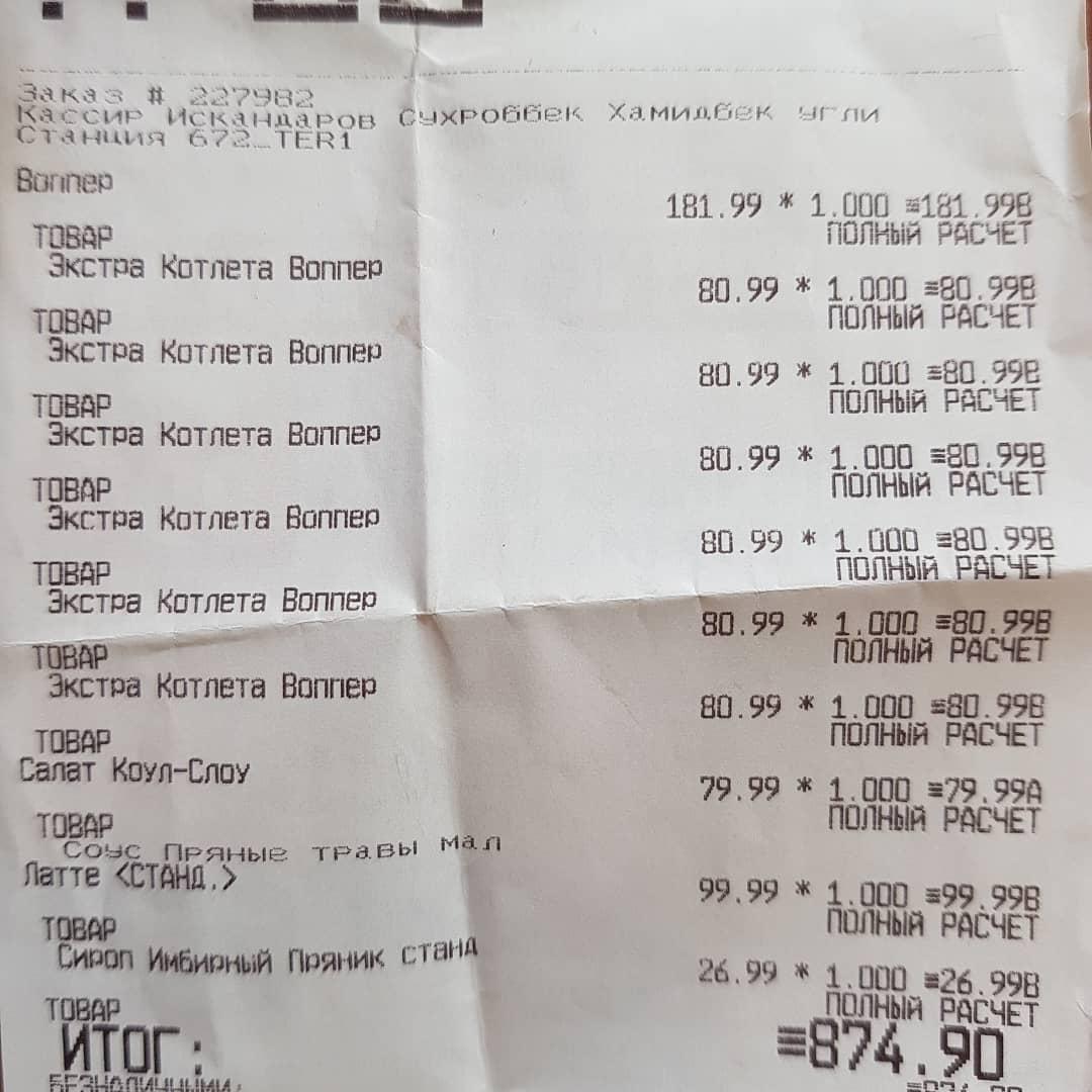 Burger King меню