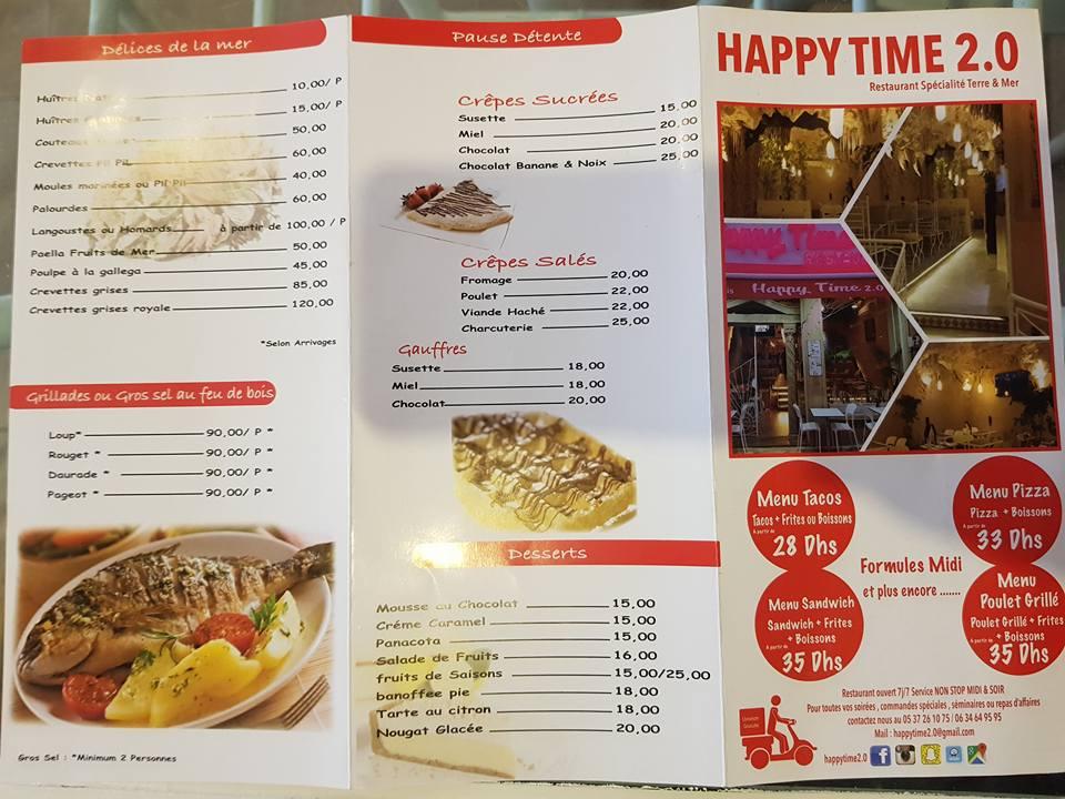 HAPPY TIMES 2.0 Rabat меню