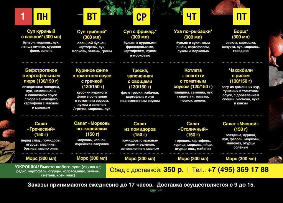 Доставка обедов и правильного питания Right Food меню