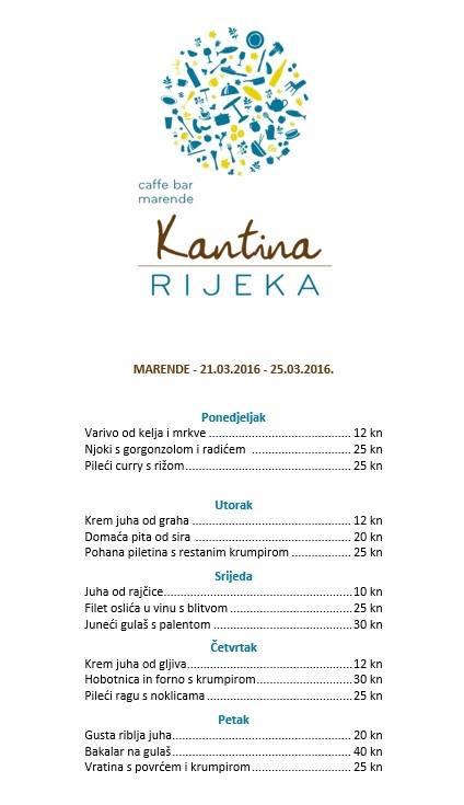 Kantina Rijeka меню