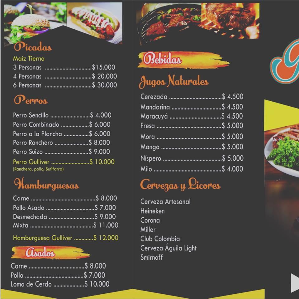 Gulliver's Food меню