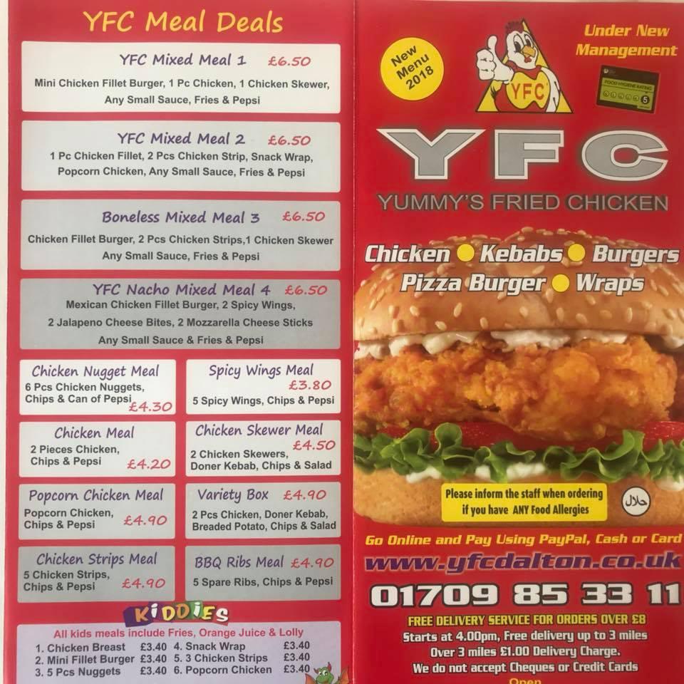 Yfc dalton меню