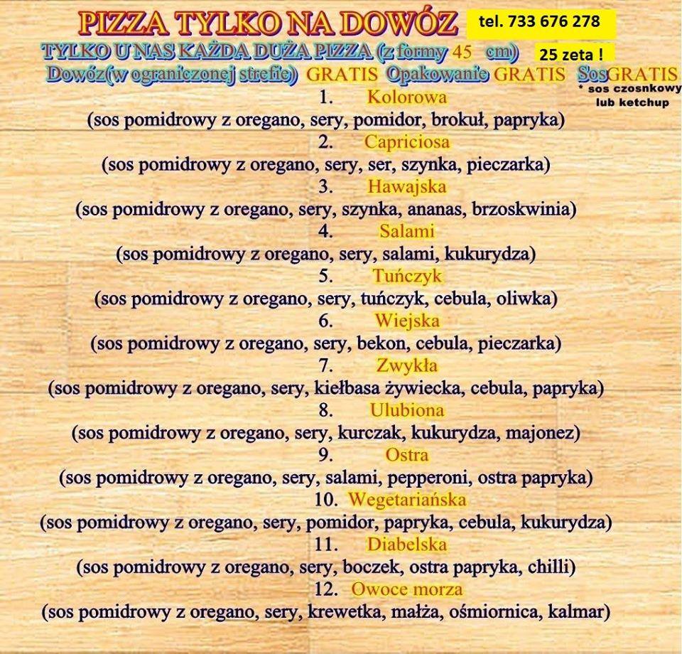 Speed Pizza Rzeszów меню