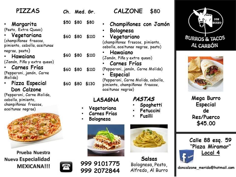 Don Calzone меню
