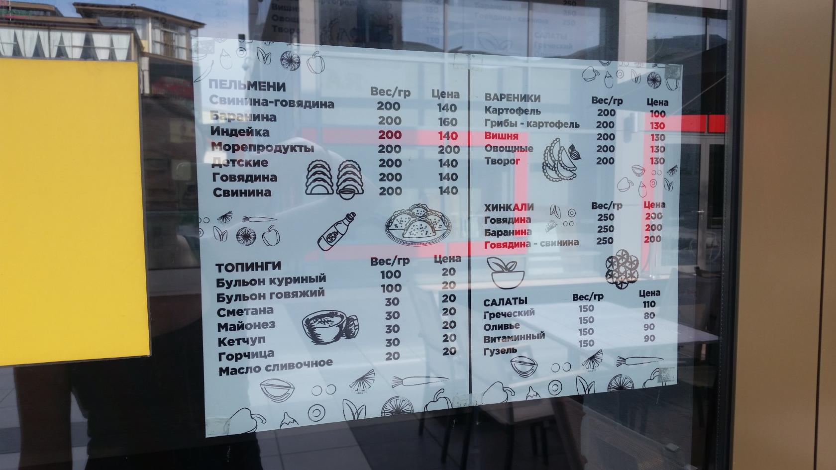 Пельмень меню