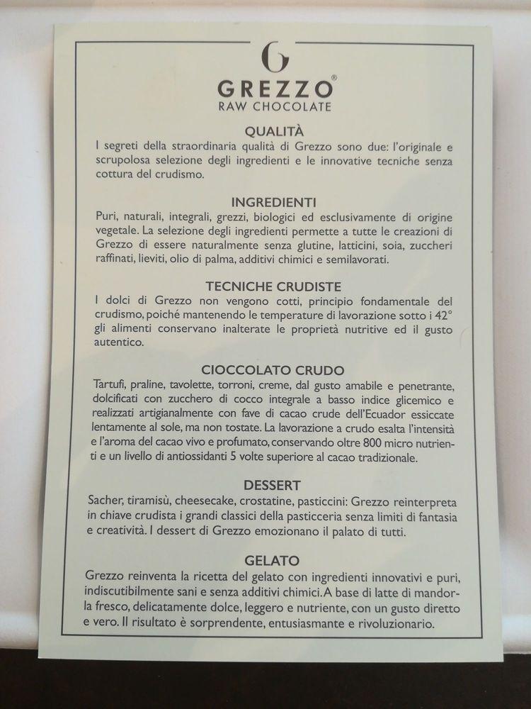 Grezzo Raw Chocolate меню