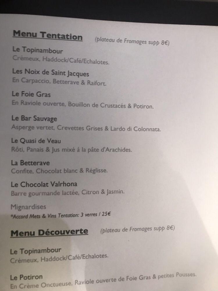Restaurant Origine меню