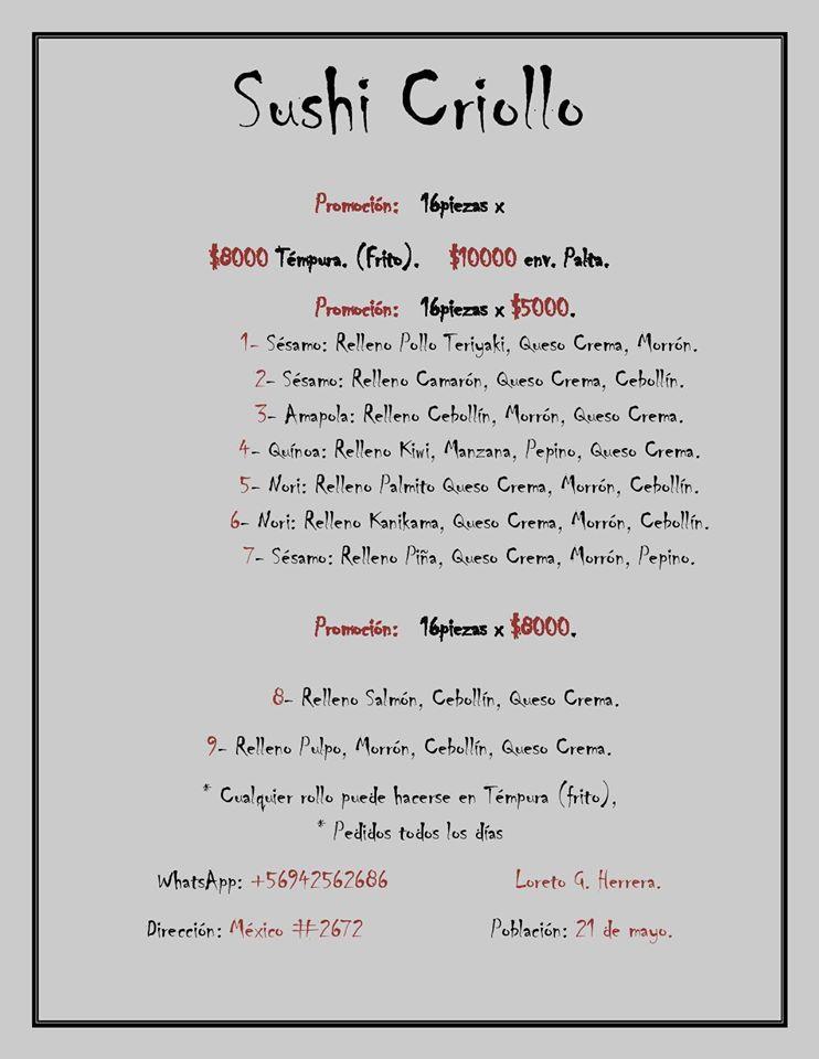 Sushi Criollo, tu sushi amigo.