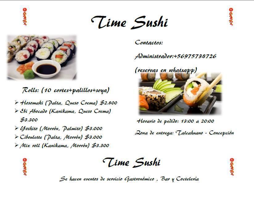 Sushi Time: Servicio Gastronomico, bar y cocteleria
