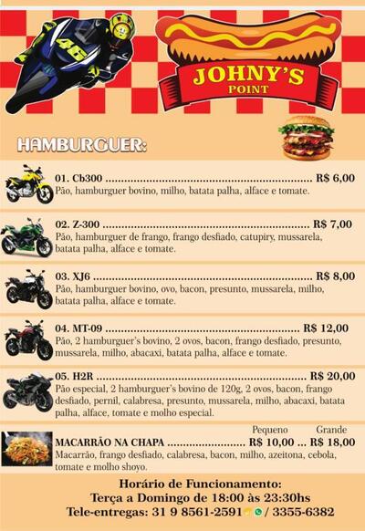 Aqui está a publicidade do Johny's Point Burger