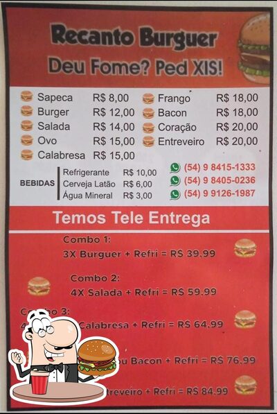 Os hambúrgueres do Recanto Burger By Praia Azul irão saciar uma variedade de gostos