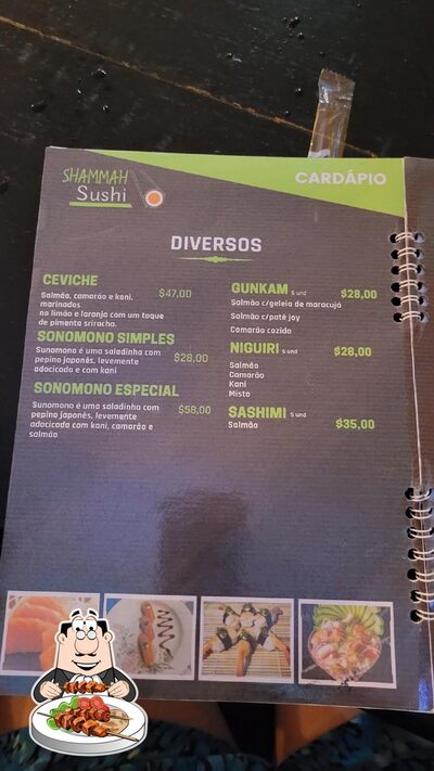 Platos en Shammah Sushi