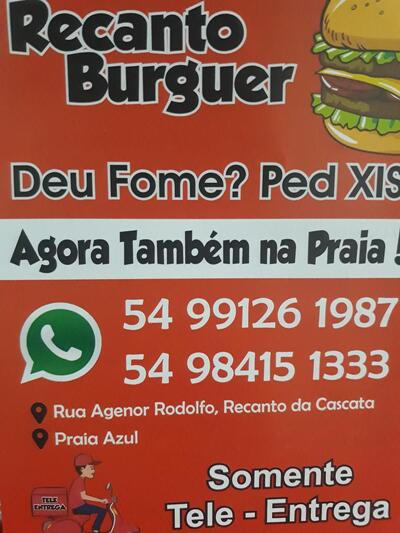 Aqui está a publicidade do Recanto Burger By Praia Azul
