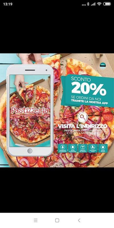 La pubblicità mostra le informazioni su Pastizzeria