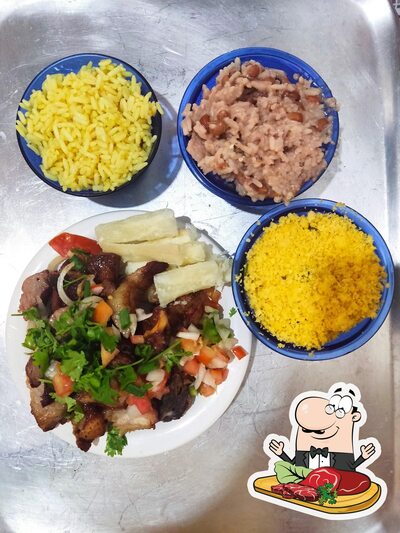 Peça refeições de carne do menu