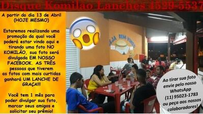 Aqui está a publicidade do Komilao lanches