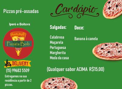 Aqui está a publicidade do Pizza's Bob