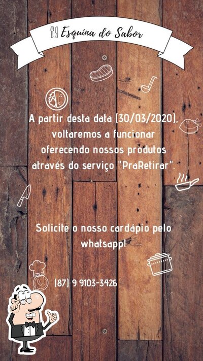 Sente em uma das mesas no Esquina do Sabor