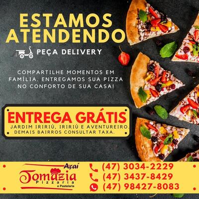 A publicidade mostra informações sobre o Pizzaria TOMAZIA Joinville SC