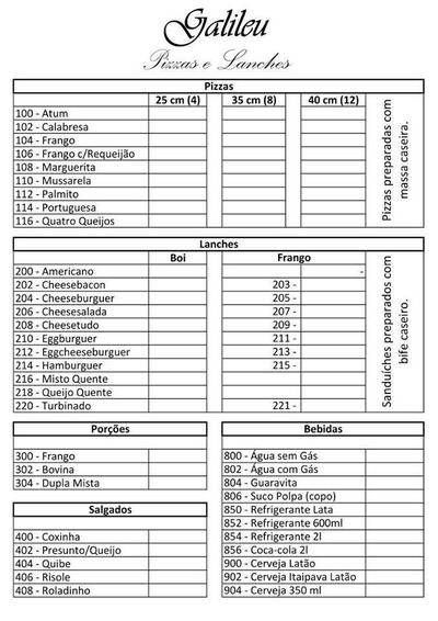 O logotipo do Pizzaria e Lanchonete Delivery Galileu