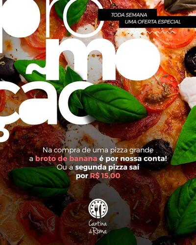 A publicidade mostra informações sobre o Cantina de Roma Taguatinga