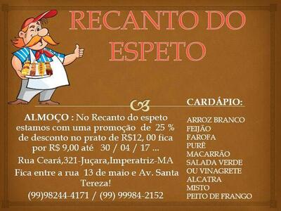 Olhe as informações sobre o Recanto do Espeto