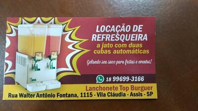 A publicidade mostra informações sobre o LANCHONETE TOP BURGUER