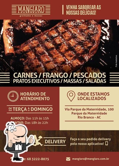 A publicidade apresenta informações sobre o Mangiaro