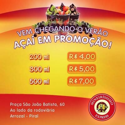 Aqui está a publicidade do Mineiríssimo Express